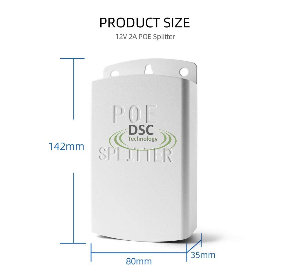Active 48V To 12V Waterproof Poe Splitter Box, Ieee 802.3Af Compliant 10/100Mbps For Ip Camera Ap Voip Phone And More