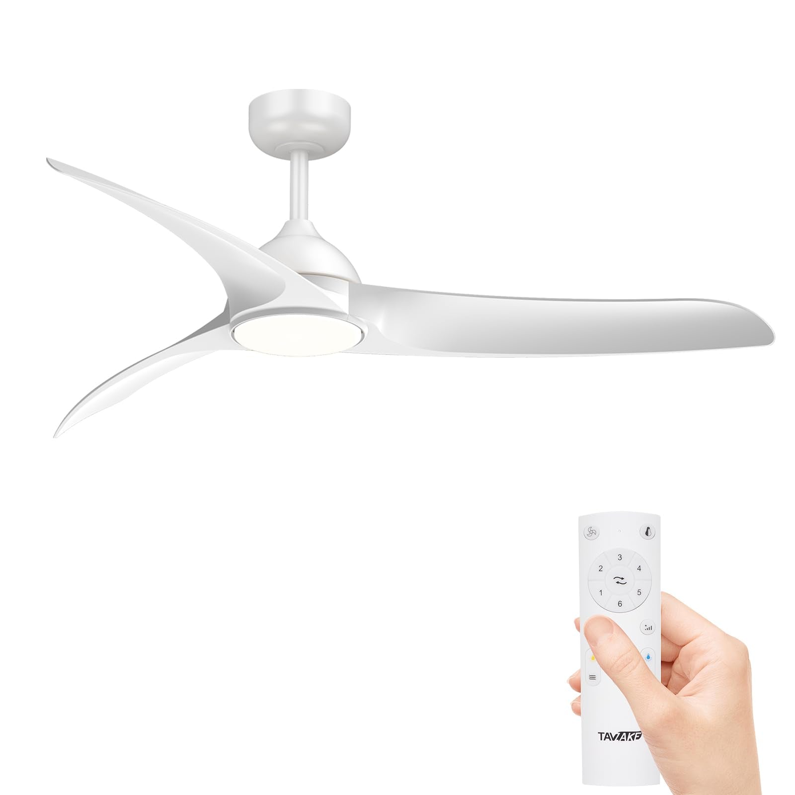 TAVZAKE Ceiling Fans with Lights, 56 inch Low Profile Ceiling Fan with Light and Remote Control, Flush Mount, 3CCT, Dimmable, Qu