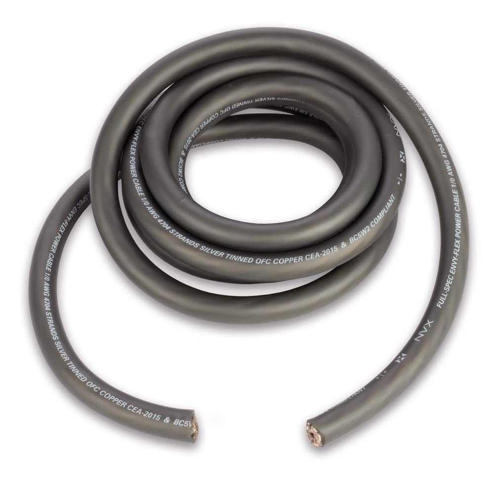 Nvx Xw0Gr10 10 Ft. Of Frosted Gray 1/0 Gauge True Spec 100% Oxygen Free Copper Envyflex Power/Ground Wire