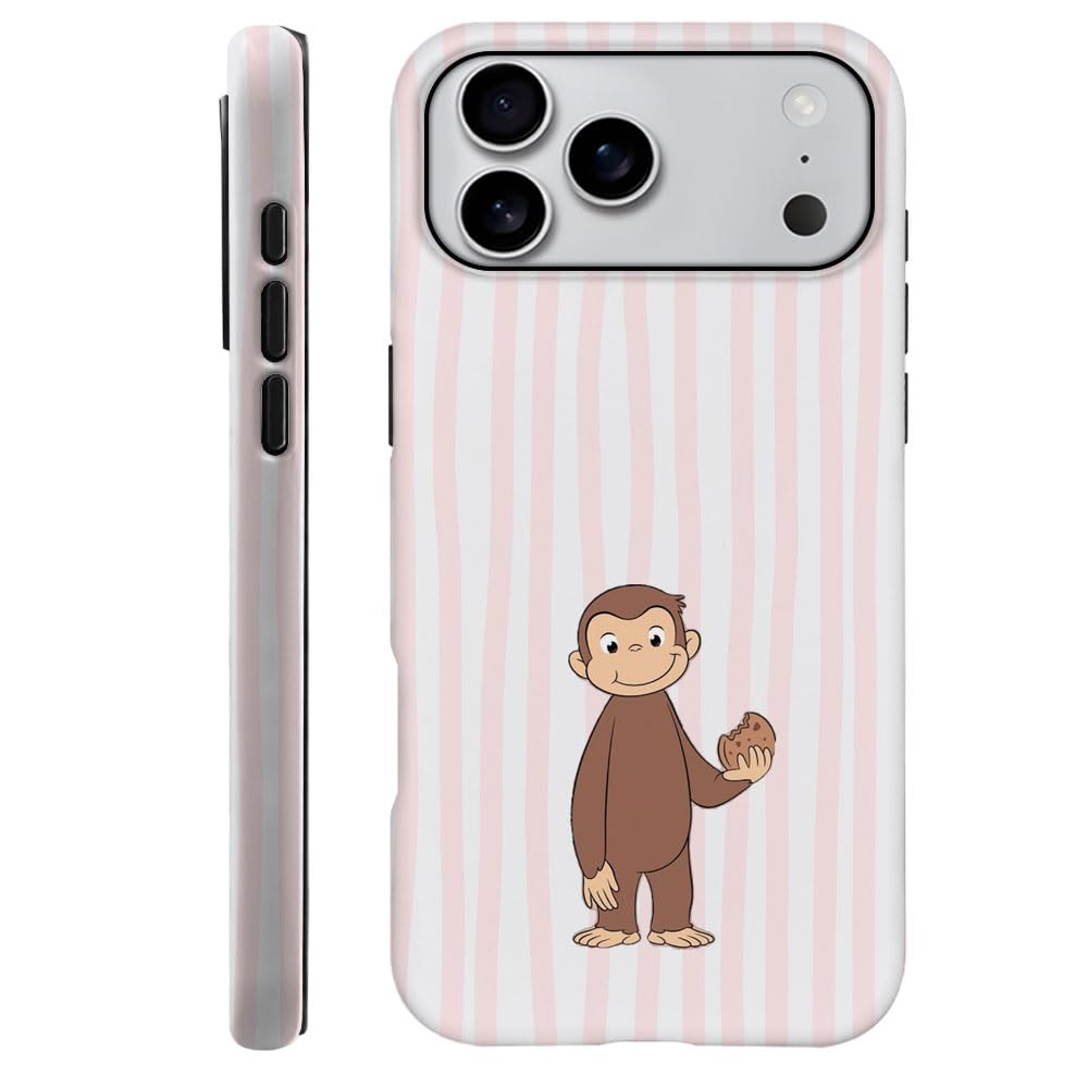 Case for iPhone 17 Pro Max - [Drop Protection Phone Cover] - Hybrid Case for Girl Women - Funny Monkey Stripes 04