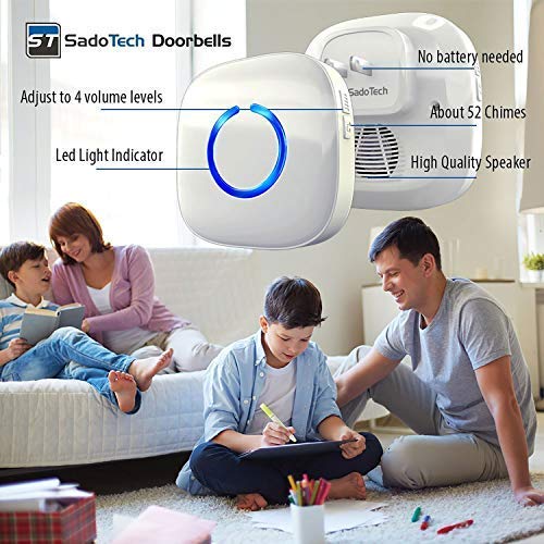 Sadotech Wireless Doorbell For Home   Battery Operated, 1000 Feet, Waterproof Door Bell W/Led Flash, 1 Push Button + 1 Receiver,