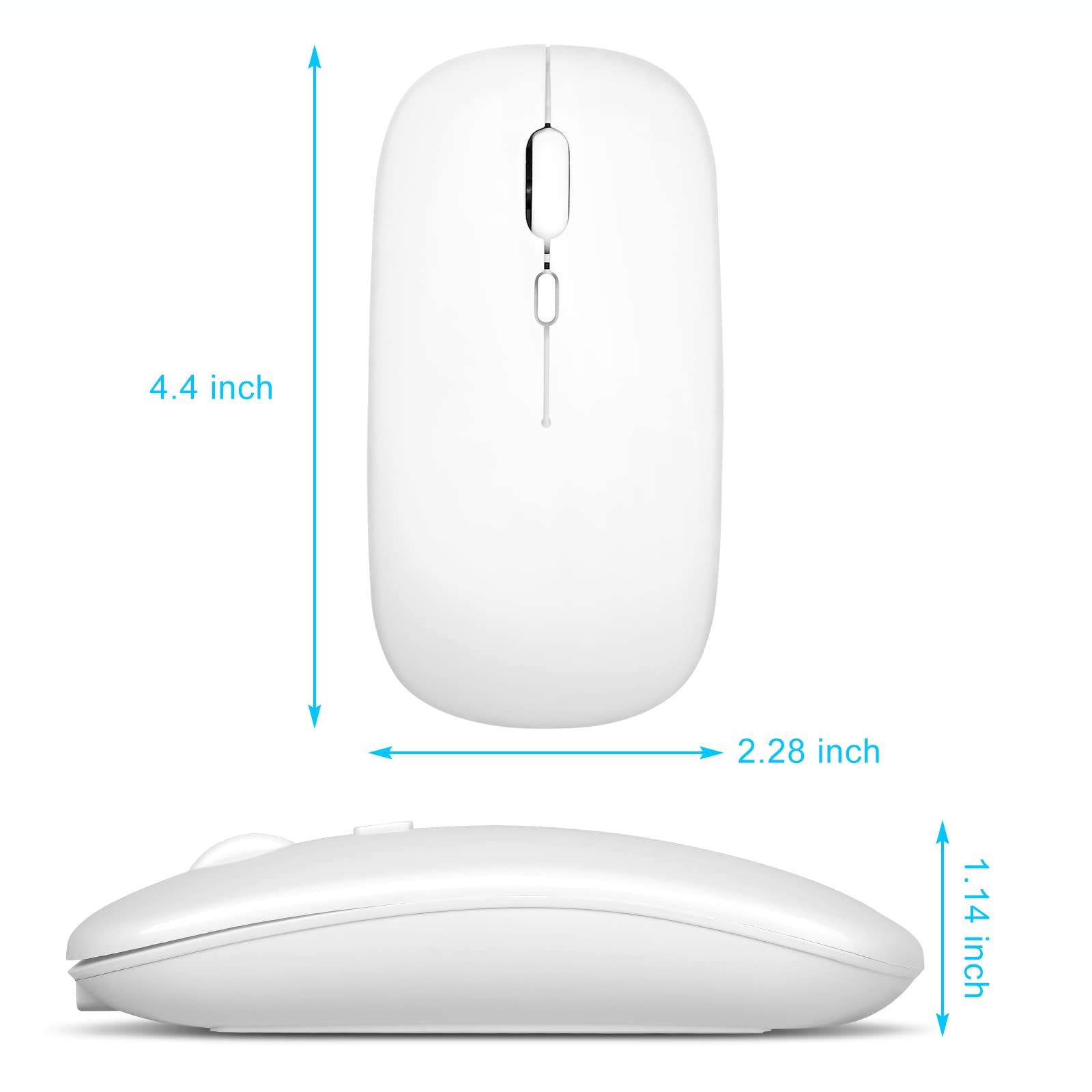 Urbanx 2.4Ghz & Bluetooth Mouse, Rechargeable Wireless Mouse For Samsung Galaxy Tab S8+ S8 S7+ S7 Fe S6 S5E Bluetooth Wireless Mouse For Laptop/Pc/Mac/Ipad Pro/Computer/Tablet/Android Pure White