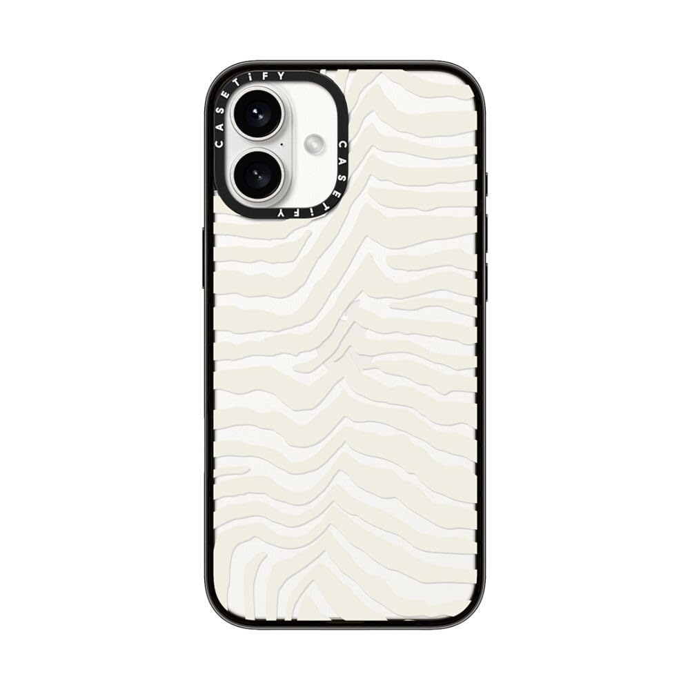 Casetify Compact Case For Iphone 16 Plus [Lightweight / 4 Ft. 2X Military Grade Drop Protection/Slim]   Zebra Stripe   Clear Bla