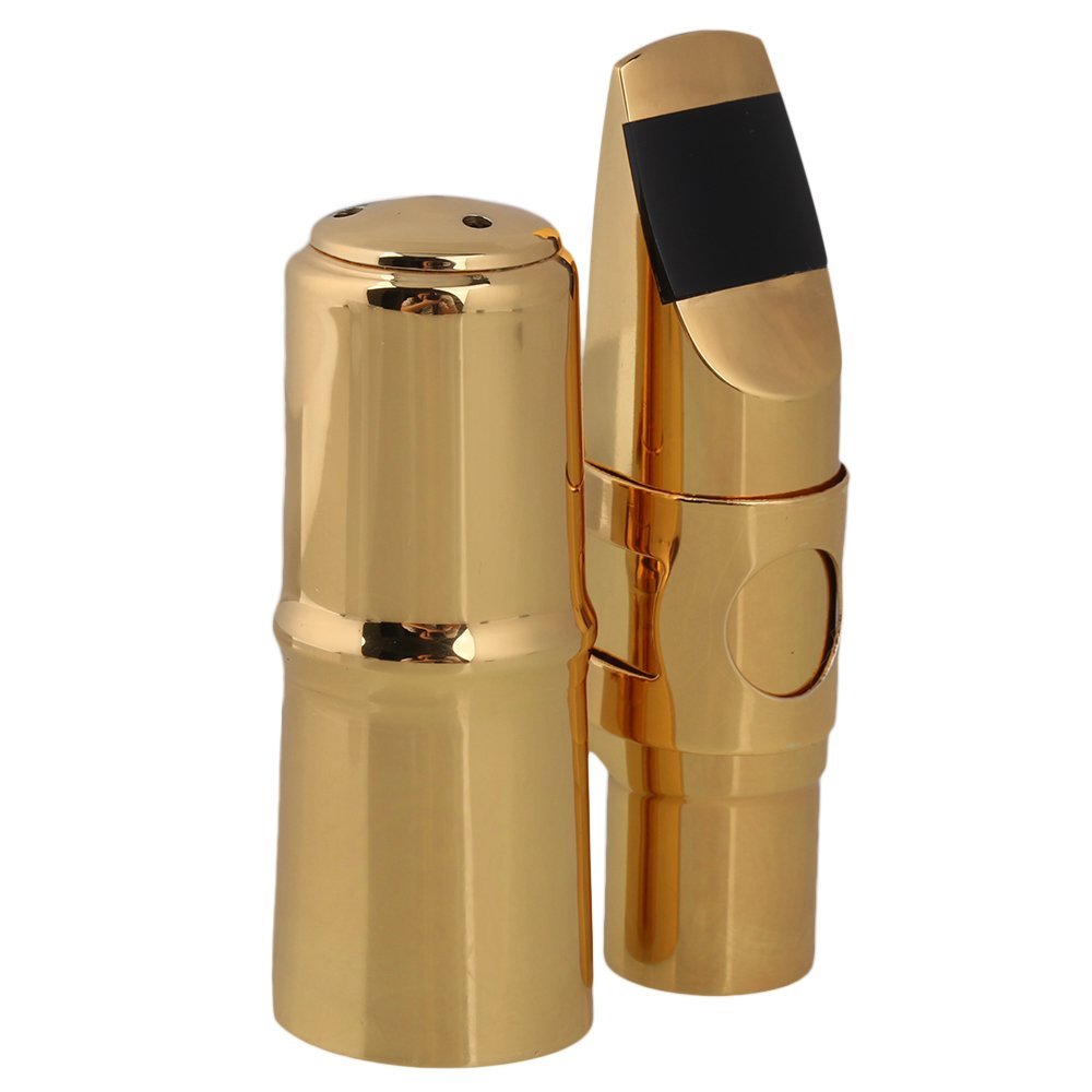 Yibuy #6 Golden Brass B Flat Soprano Saxophone Mouthpiece With Ligature Reed