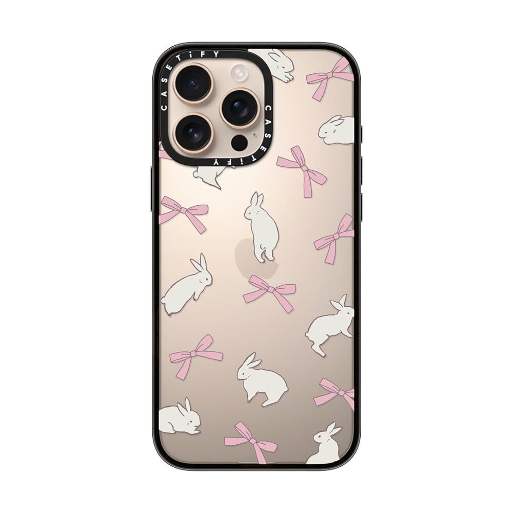 Casetify Compact Case For Iphone 16 Pro Max [Lightweight / 4 Ft. 2X Military Grade Drop Protection/Slim]   Rabbit Ribbon   Clear