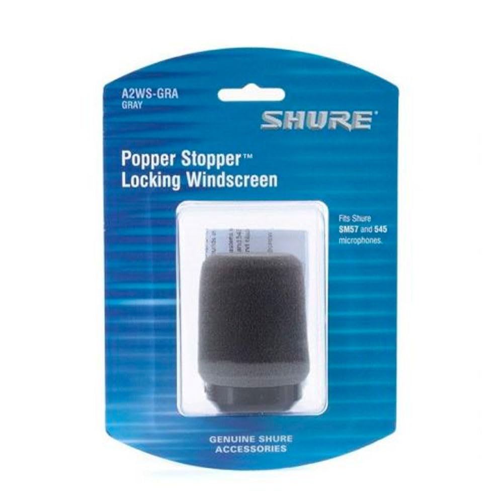 Shure A2Ws Locking Microphone Windscreen   Reduces Unwanted Breath And Wind Noise, Gray   Compatible With Sm57 And 545 Series Mi