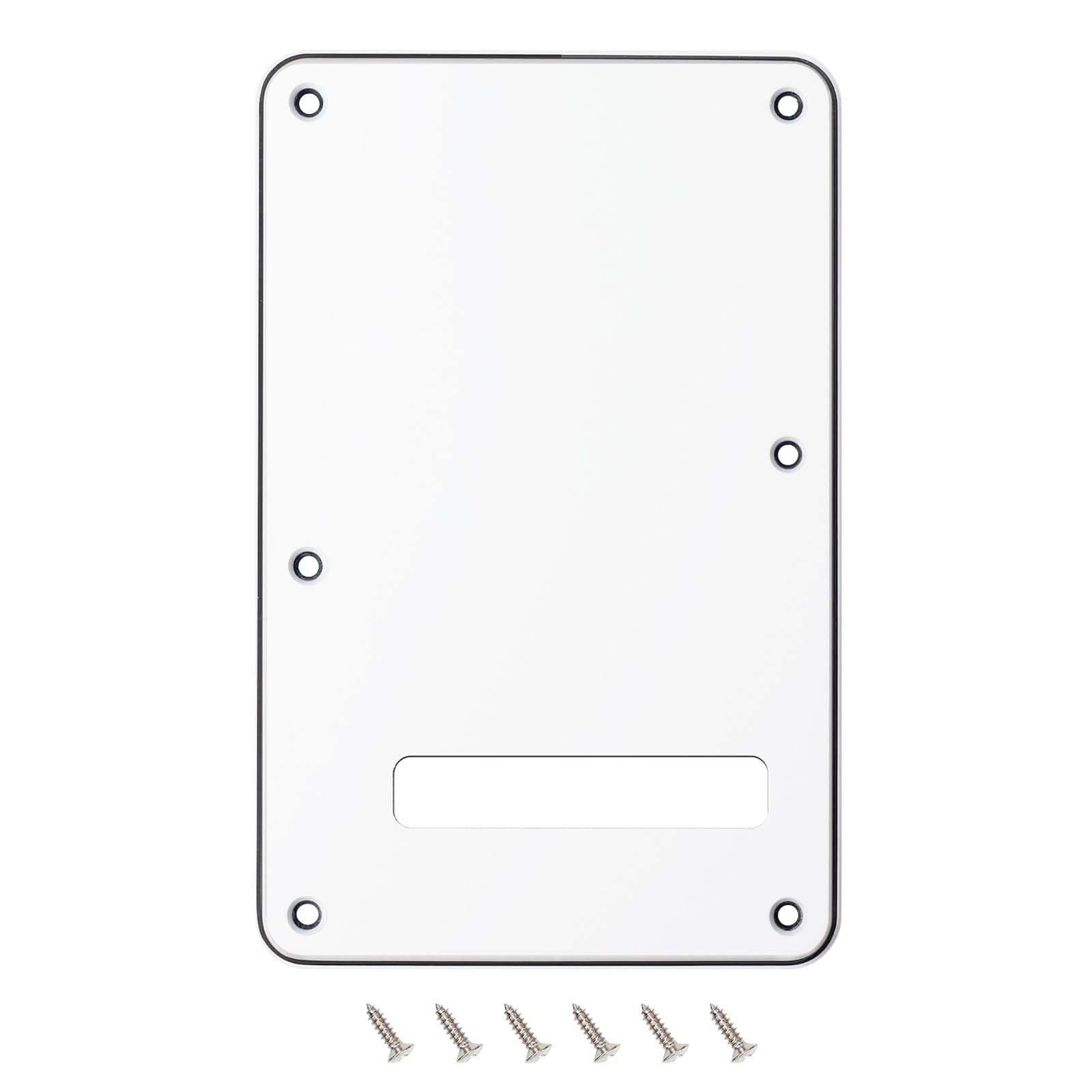 Banworks Electric Guitar 3 Ply Backplate 6-Hole Trem Tremolo Cover for USA/Mexican Fender Standard Strat ST JT/HGB-01 White