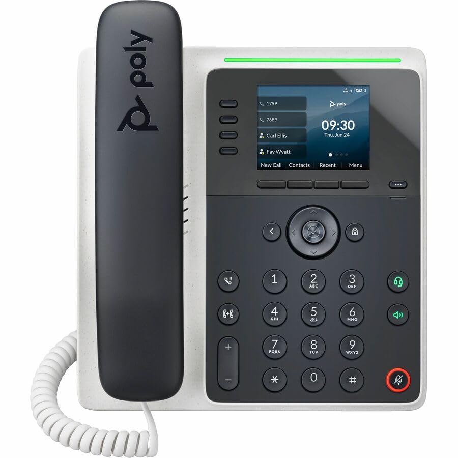Poly Edge E220 Ip Phone - Corded - Corded - Bluetooth - Desktop, Wall Mountable - Black - Voip - 2 X Network (Rj-45) - Poe Ports