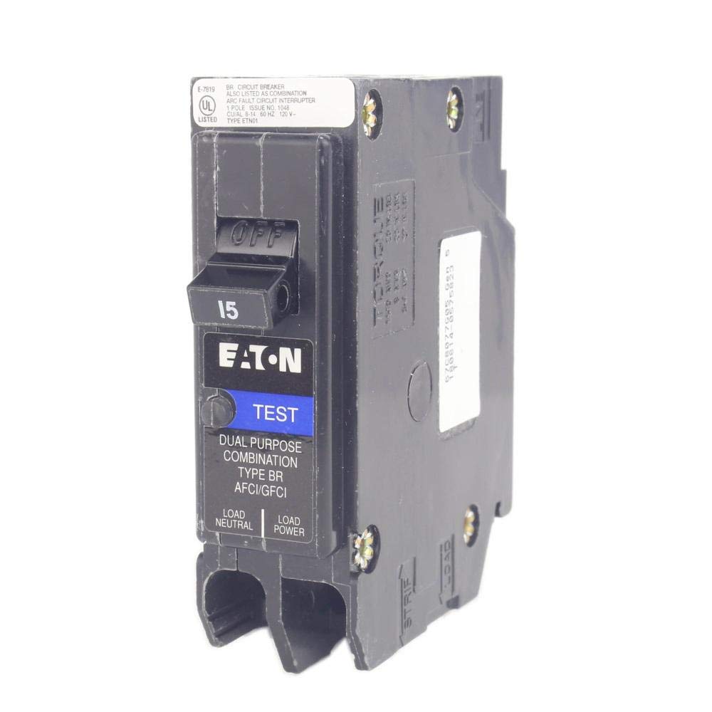 Br 15 Amp 1 Pole Dual Function (Arc Fault/Ground Fault) Plug On Neutral Circuit Breaker