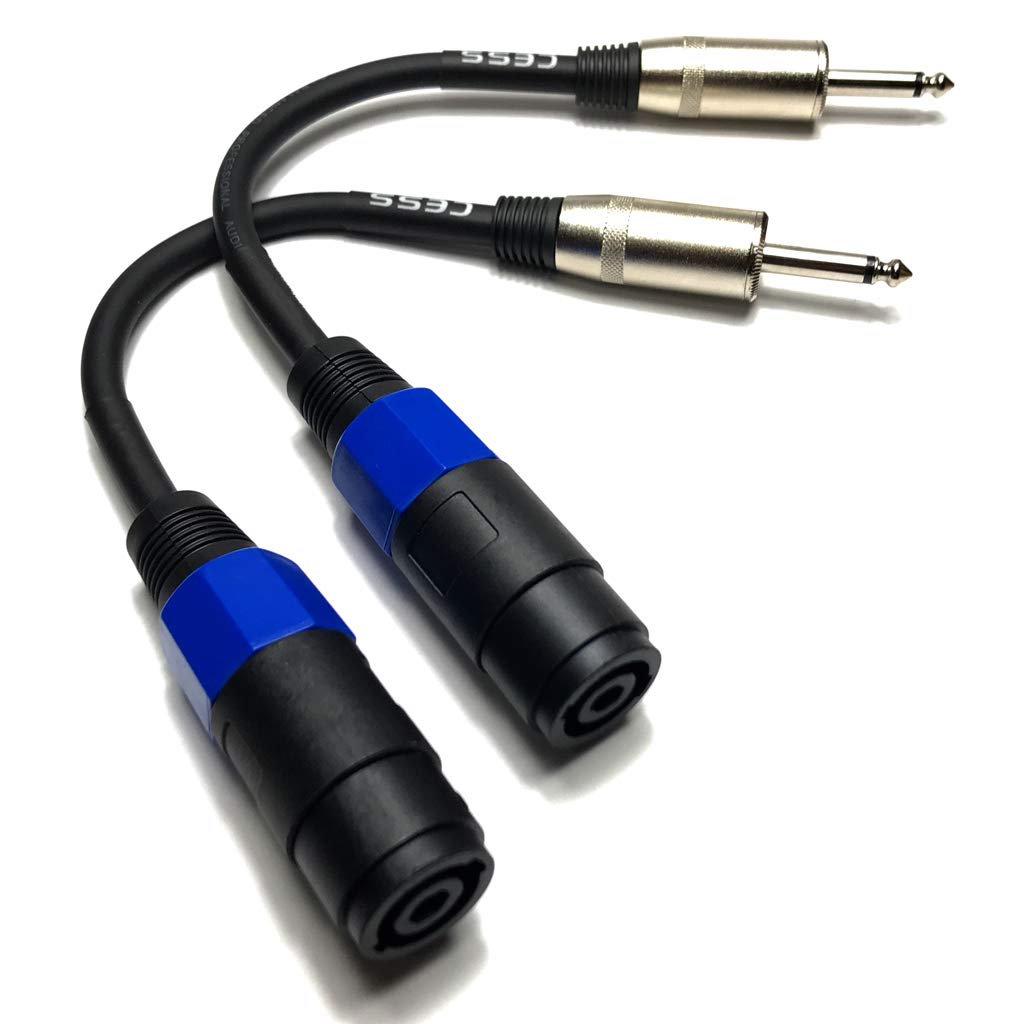 Cess 005 Speakon Female Connector To 14 Male Ts Speaker Cable   Speak On Jack To 14 Ts Plug   2 Pack
