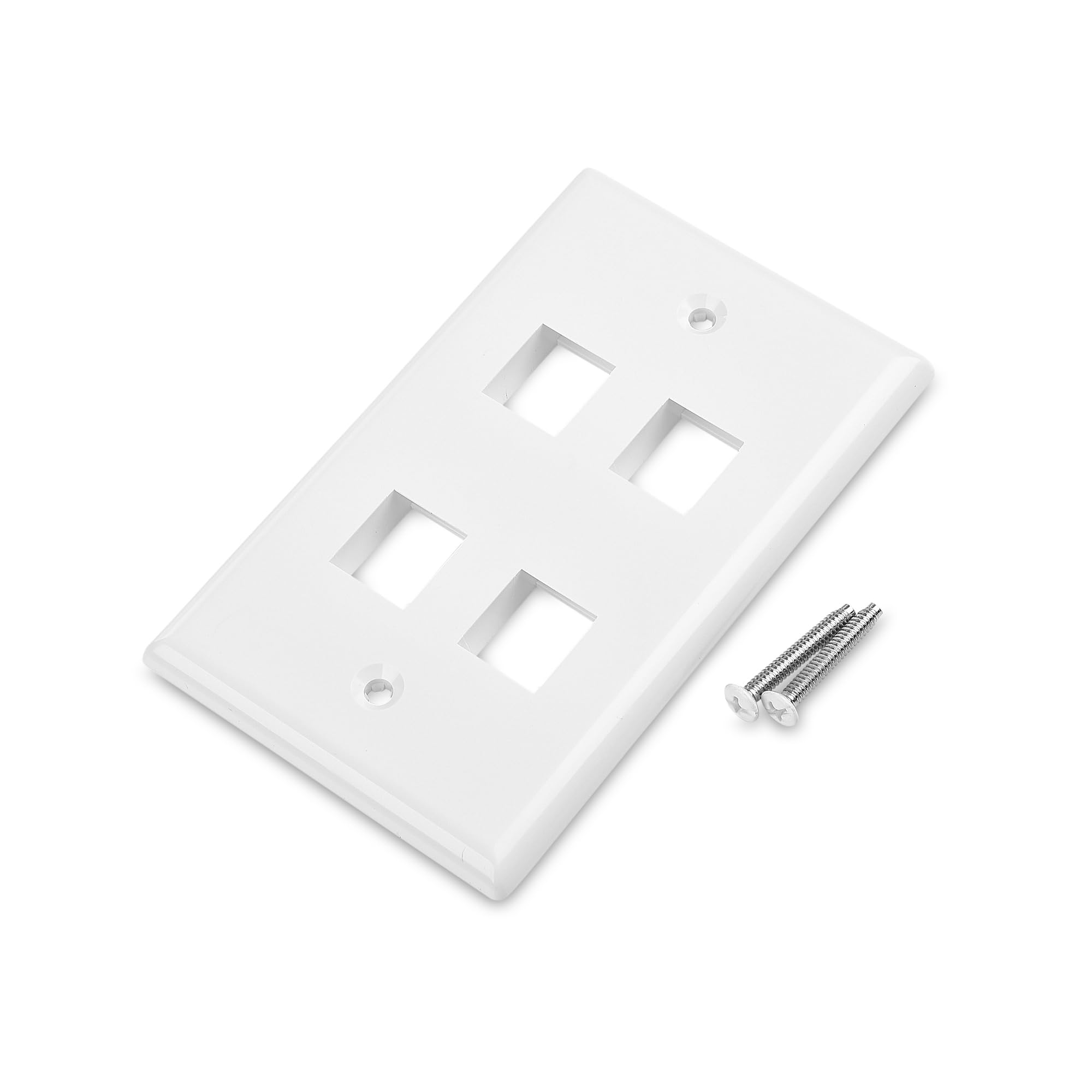 Cable Matters 10 Pack Low Profile 4 Port Keystone Jack Wall Plate, Rj45 Wall Plate For Keystone Jacks In White