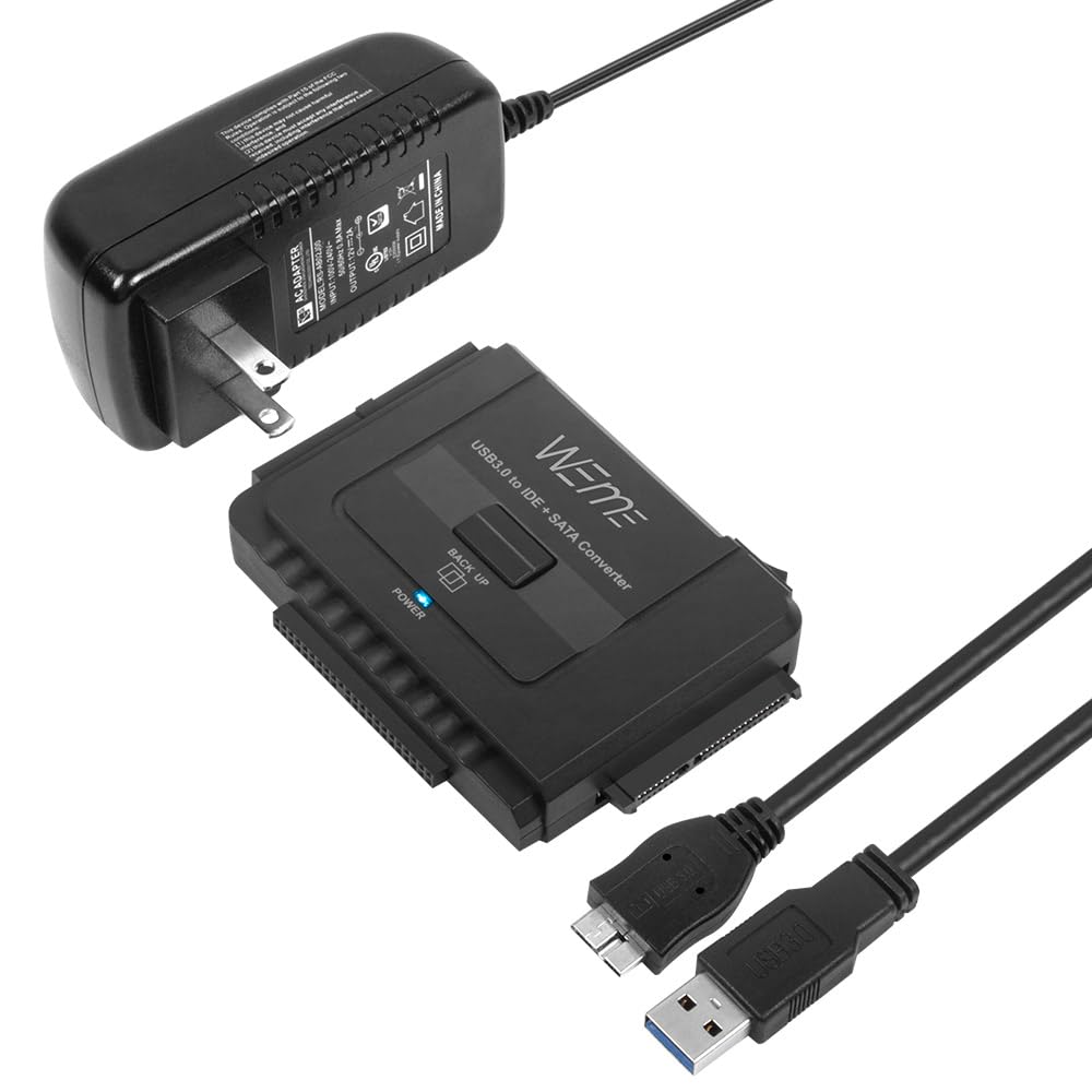 WEme USB 3.0 to SATA/IDE Adapter with Universal 2.5/3.5 Hard Drive Disk Converter for HDD/SSD & IDE HDD Support 6TB and One-Touc