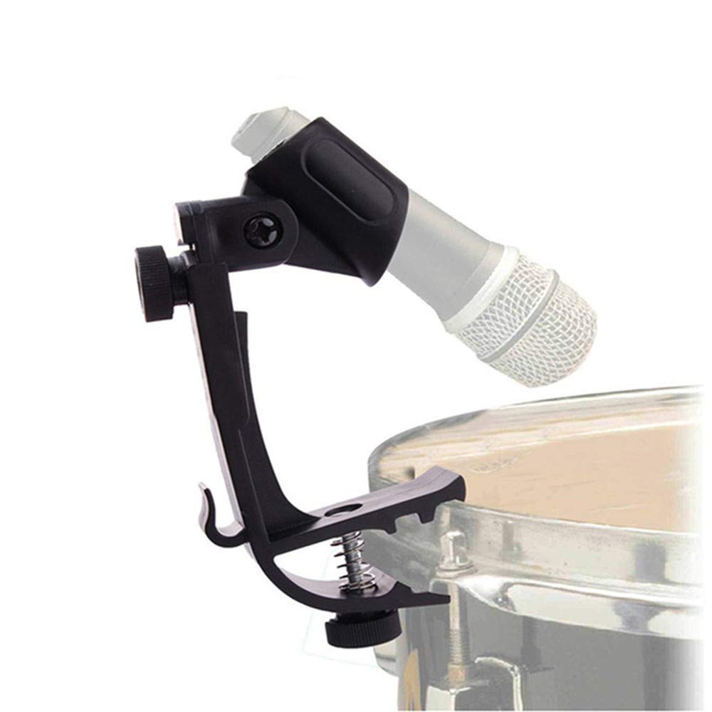 Pugdodo Drum Microphone Clip Adjustable Drum Rim Mic Clips Drum Microphone Mount Clamp (Pack Of 2) (Black)