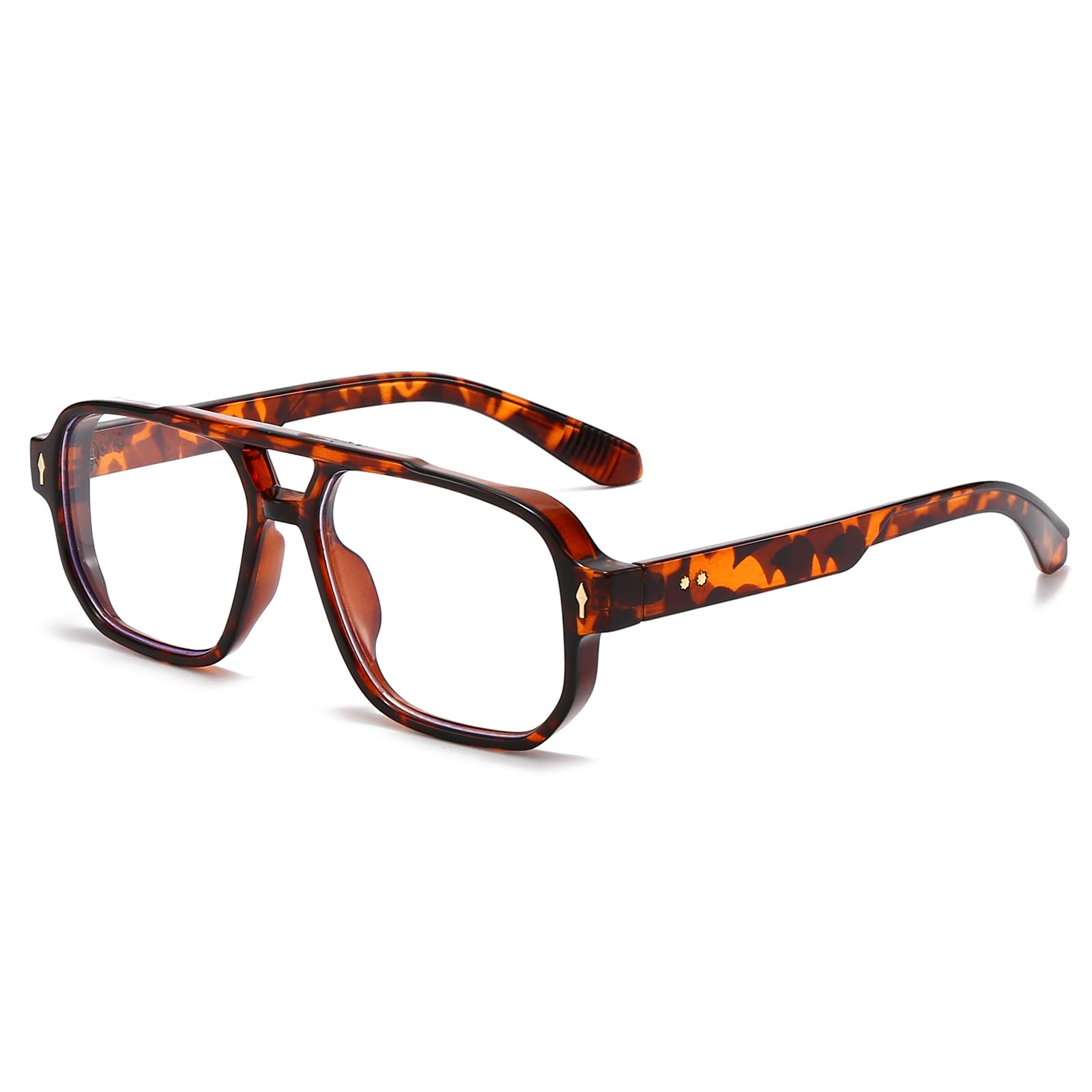 LJCZKA Pilot Blue Light Blocking Glasses Women Men 70s Retro Square Frame Oversized Computer Eyeglasses Anti Glare Clear Lens (T