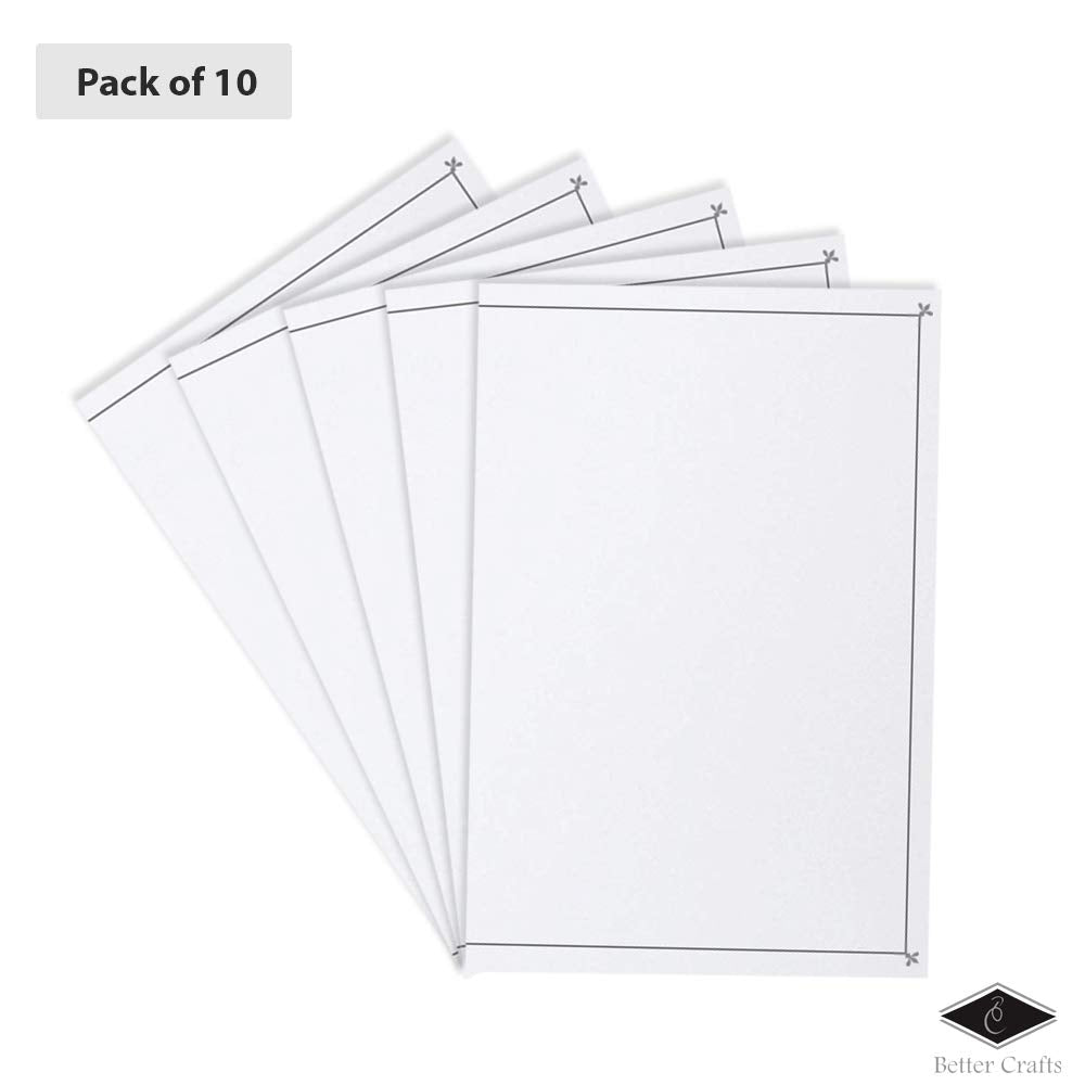 Cardboard Photo Folder 5X7 (10 Pack)   White Card Folder With Nice Silver Design  Great For Wedding Pictures, Baby, Graduation,