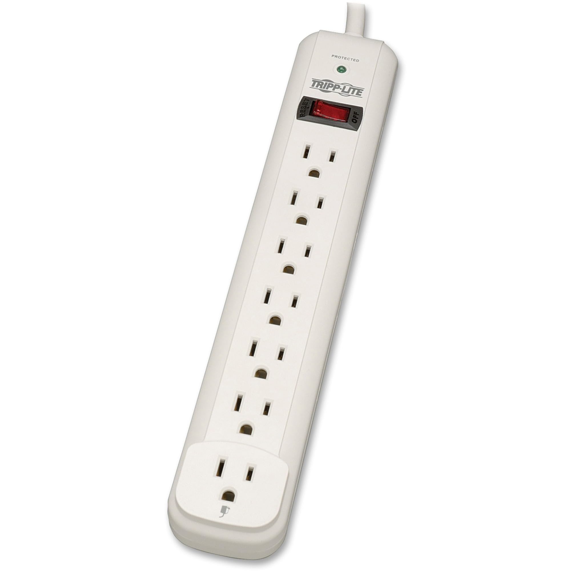 Tripp Lite Protect It! Surge Protector, 7 Ac Outlets, 25 Ft Cord, 1,080 J, Light Gray