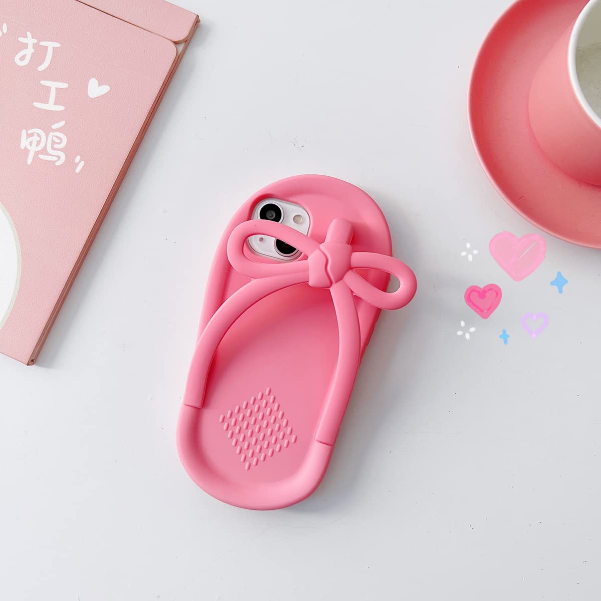 Yakvook Kawaii Phone Cases Apply To Iphone 13 Pro Max,Cute Cartoon Flip Flops Pink Phone Case Unique Fun Cover Case 3D Iphone 13