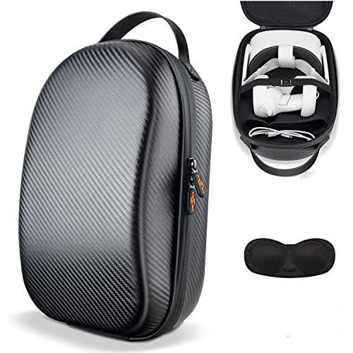 Sarlar Hard Carrying Case For Oculus Quest 2/ Elite Strap Edition/Quest Lightweight And Portable Protection, Custom Carbon Fiber