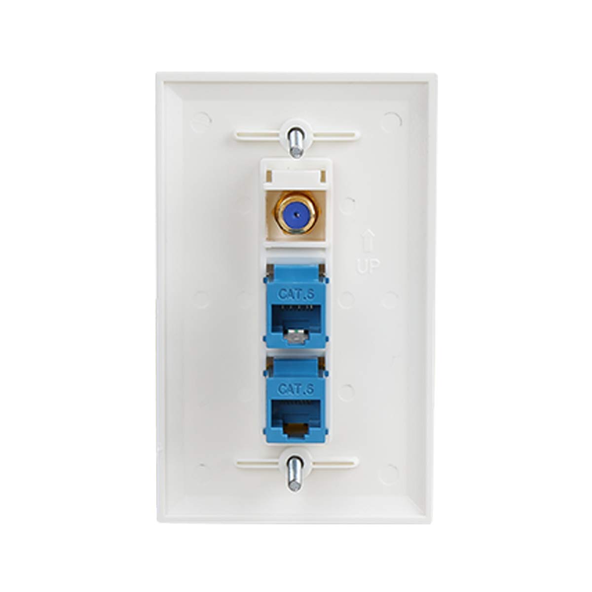 2 Ethernet And 1 Coax Wall Plate,2 Port Cat6 Keystone Female To Female, 1 Port F Type Connector Coax Keystone Female To Female W