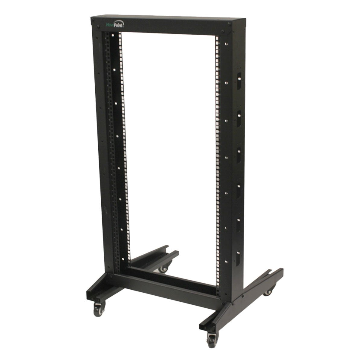 Navepoint 22U 2 Post Open Frame Server Rack With Casters For 19 Inch Equipment, Networking, And It Devices, 2 Post Rack 330Lbs W