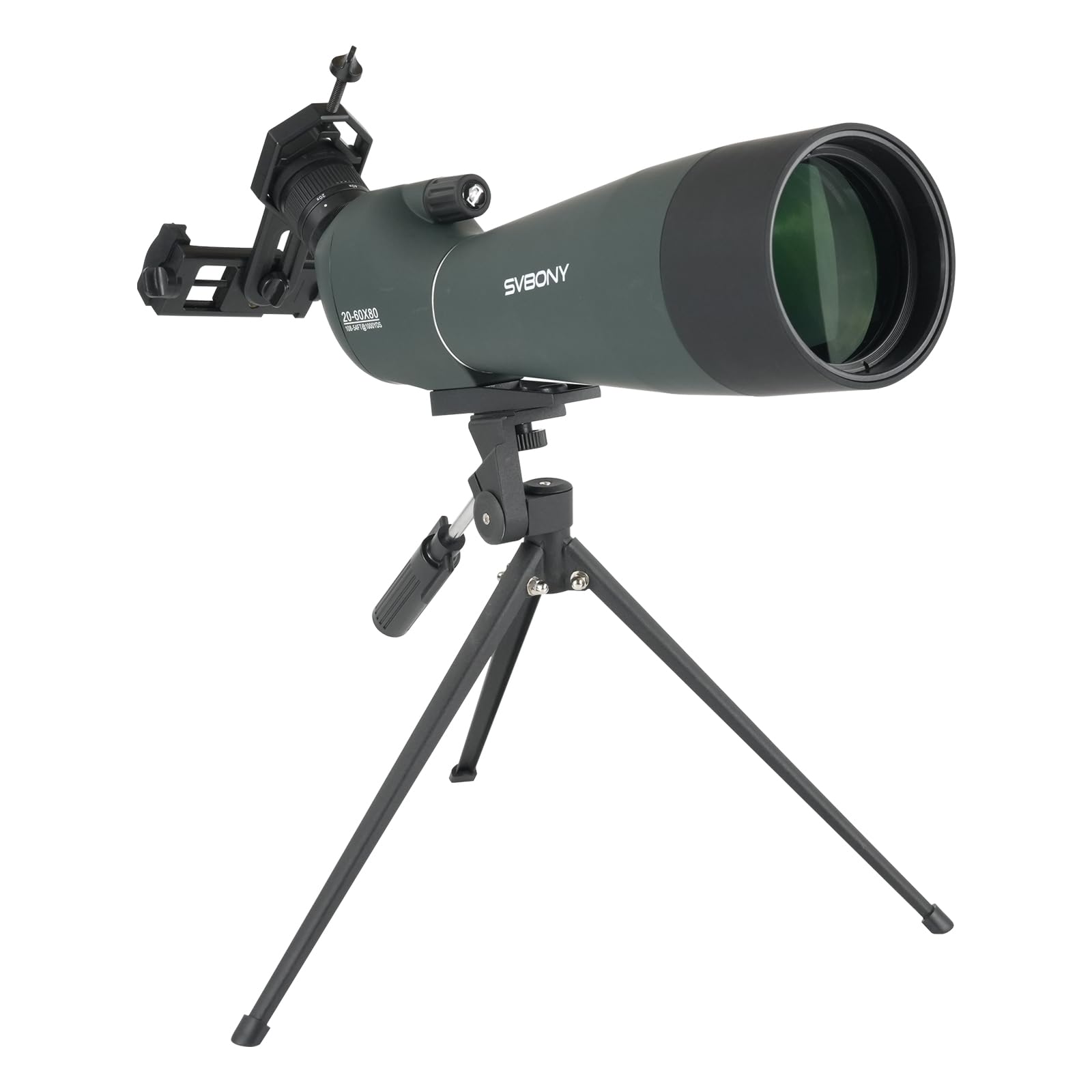 SVBONY SV28 20-60x80 New Version Spotting Scope for Target Shooting, Long Range Spotter Scope with Phone Adapter and Tripod, HD 