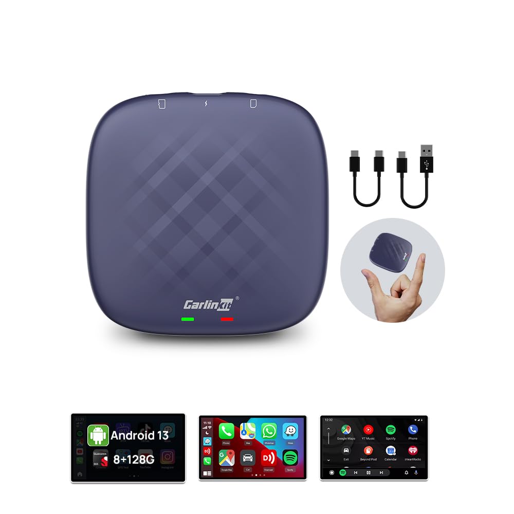 Carlinkit Android 13.0 Ai Box Adapter-Carplay Ai Box Max(Plus),For Wired Carplay&Touchscreen Cars,4G Net,Dual Bt,8+128G,Built-In Google Play/Netflix/Youtube/Gps,Wireless Carplay&Android Auto