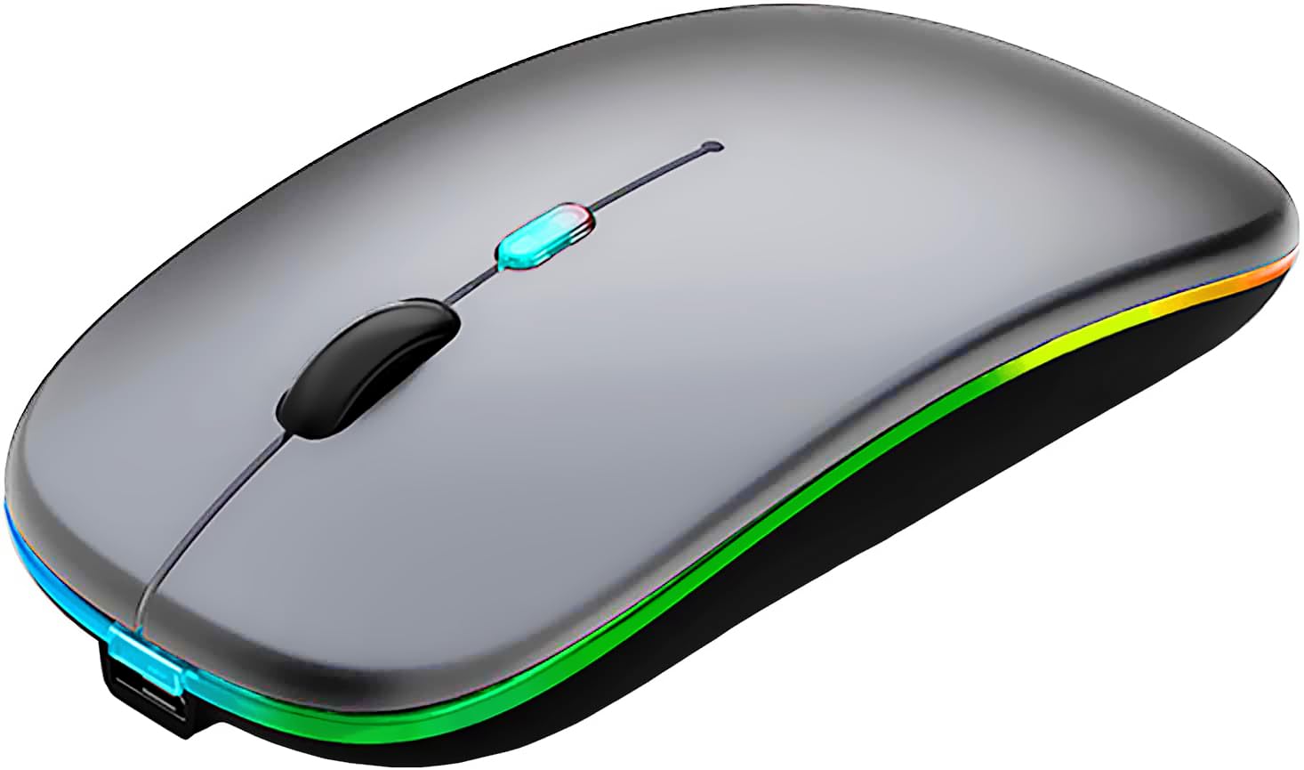 Wreanu Wireless Bluetooth Mouse,Led Rechargeable Silent Slim Laptop Mouse,Portable(Bt5.2 Or Usb Receiver) Dual Mode Computer Mou