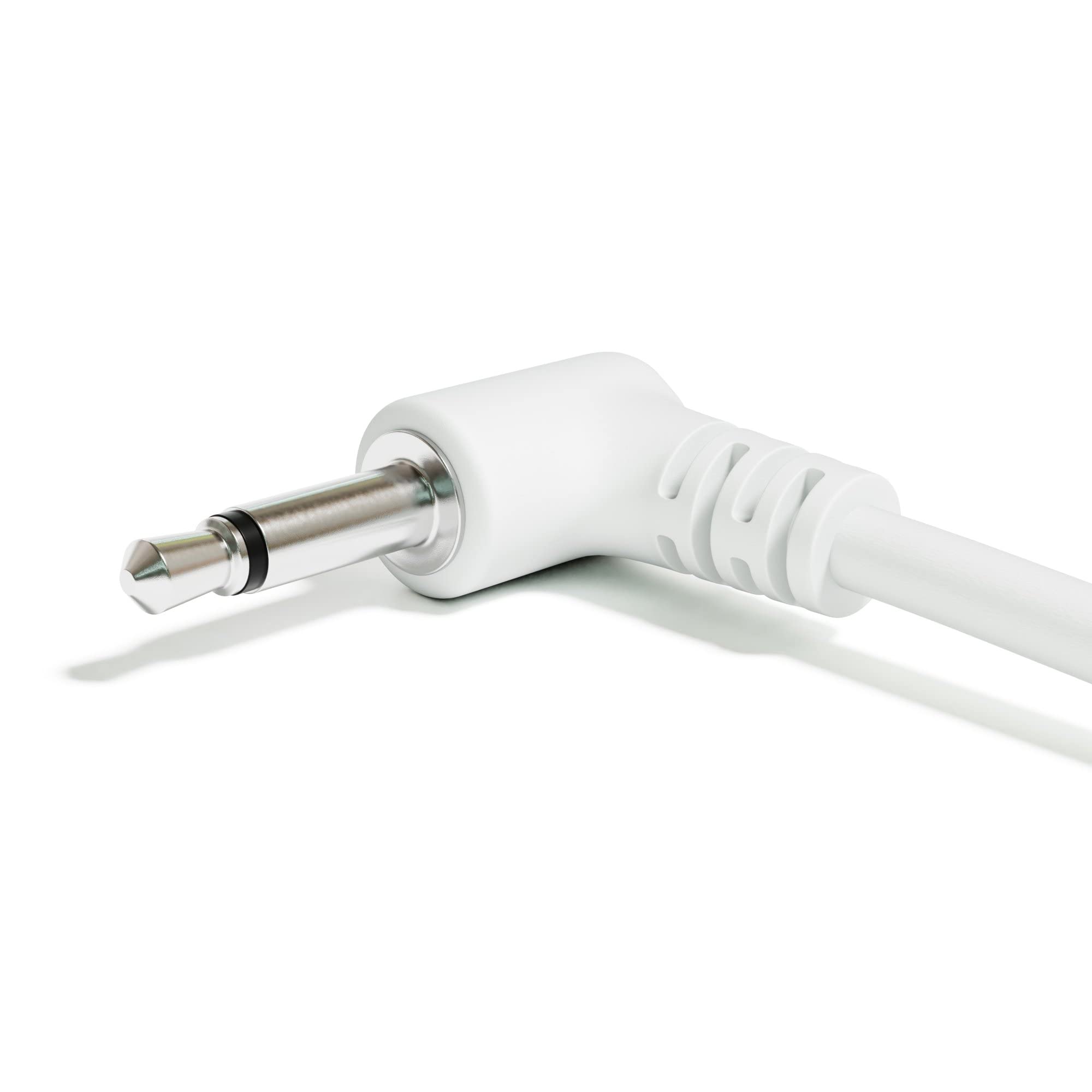 Excelvalley - 5-Pack - Right Angle Mono Modular Patch Cables - 3.5Mm 1/8 Eurorack Synthesizer [White | 60 Cm - 23.62]