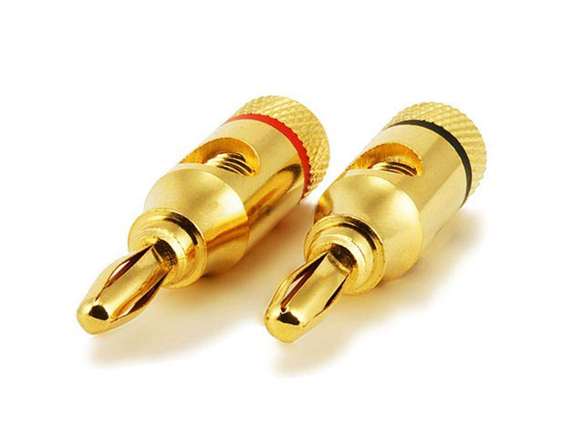 Monoprice 24K Gold Plated Speaker Banana Plugs, Open Screw Type (1 Pair)