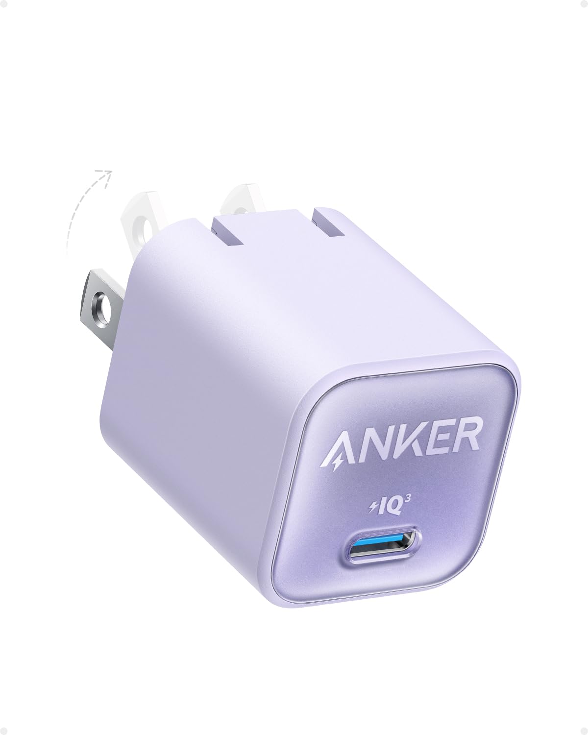 30W Usb C Gan Charger, Anker 511 Charger (Nano 3), Piq 3.0 Foldable Fast Charger For Iphone 15 Series, Galaxy, Ipad (Cable Not I