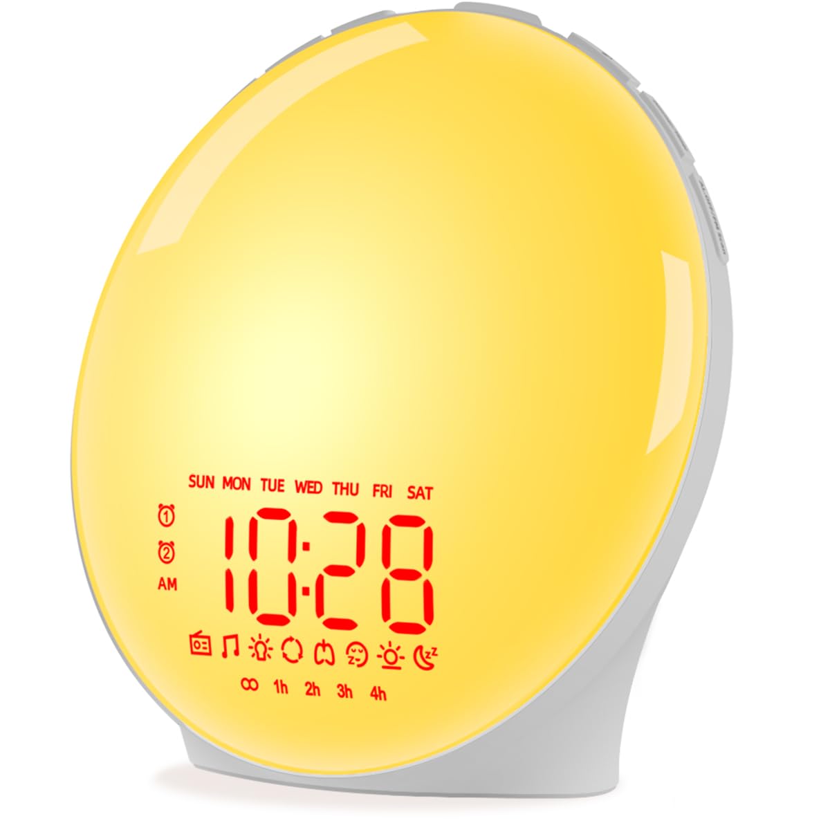 Ieasy Wake Up Light Sunrise Alarm Clock For Everyone, Sunrise Sunset Simulation, Sleep Aid, Dual Alarms, Fm Radio, Snooze, Night