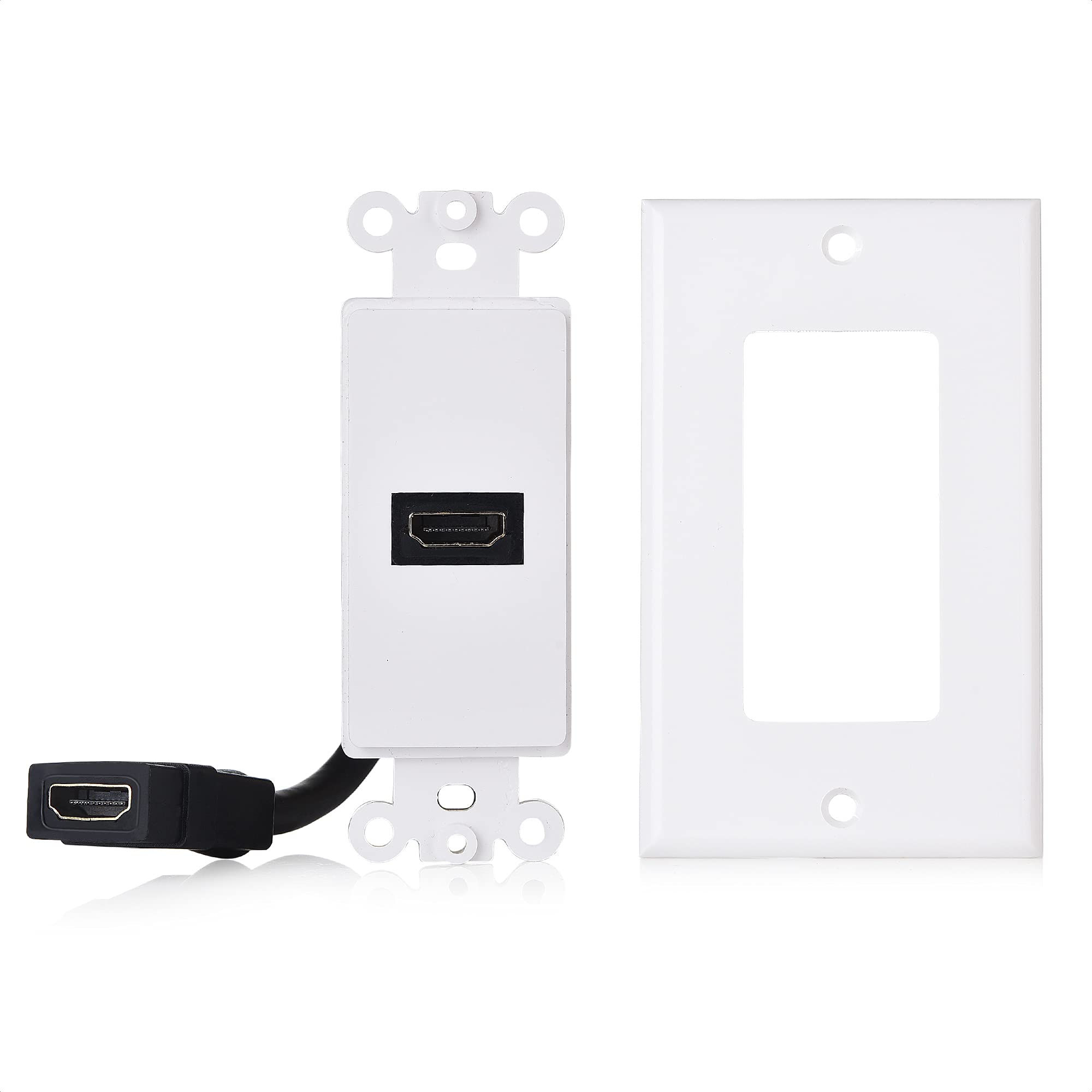 Cable Matters 2 Pack 1 Port HDMI Wall Plate in White (4K UHD, ARC, and Ethernet Pass Thru Support)