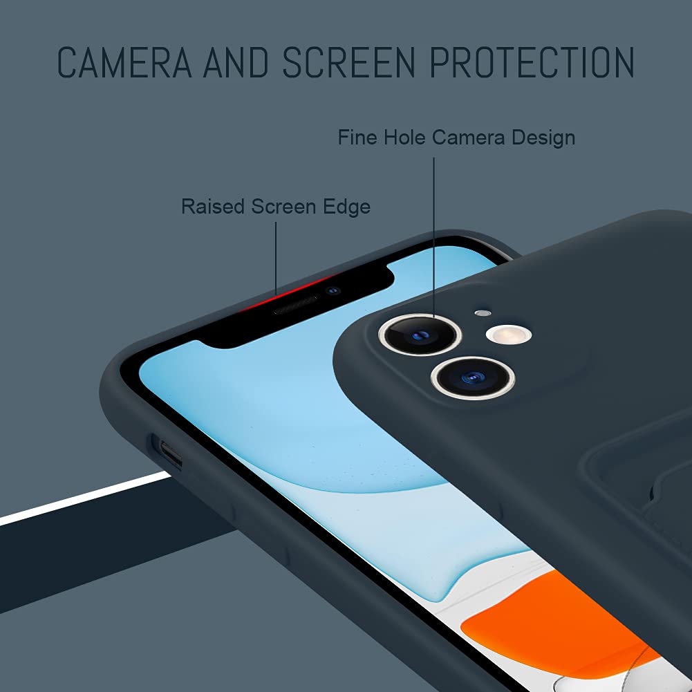 Mzelq Wallet Case For Iphone 11 (6.1 Inch), Card Holder Camera Protection Cover For Iphone 11 + Screen Protector, Soft Slim Card