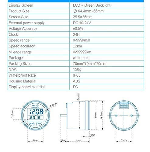 Latnex Sp-Gps95 Universal Digital Gps Speedometer Waterproof. Displays Speed(Mph/Kmh), Distance Traveled And Time - Suitable For