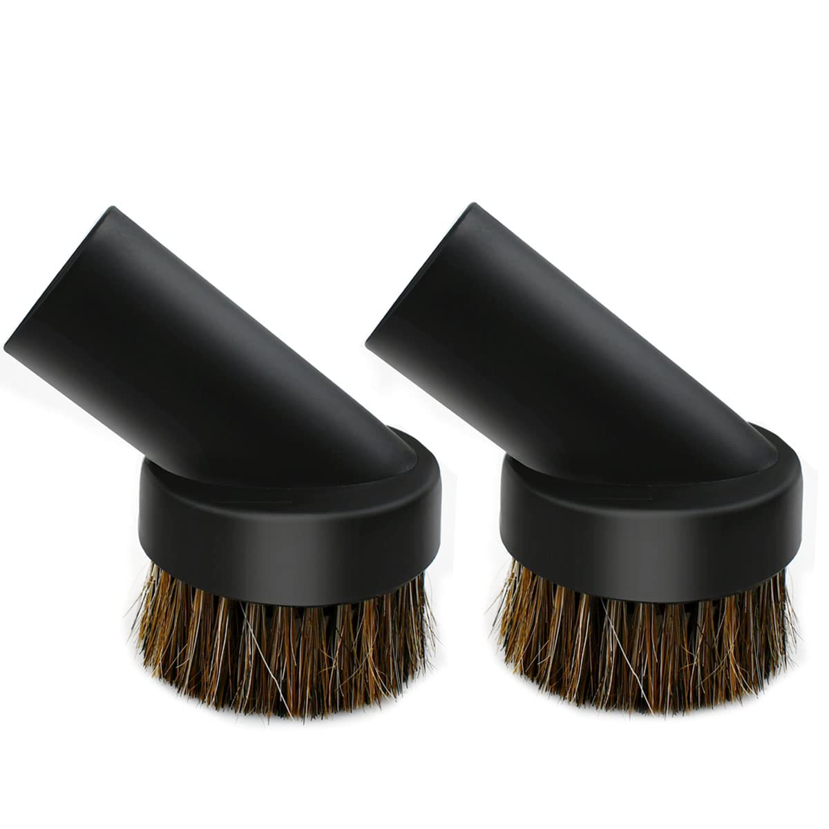 2 Pcs Black Round Dust Brush 1.25'' Vacuum Hose 25Mm Horse Hair For Most Vacuum Cleaners Accessories