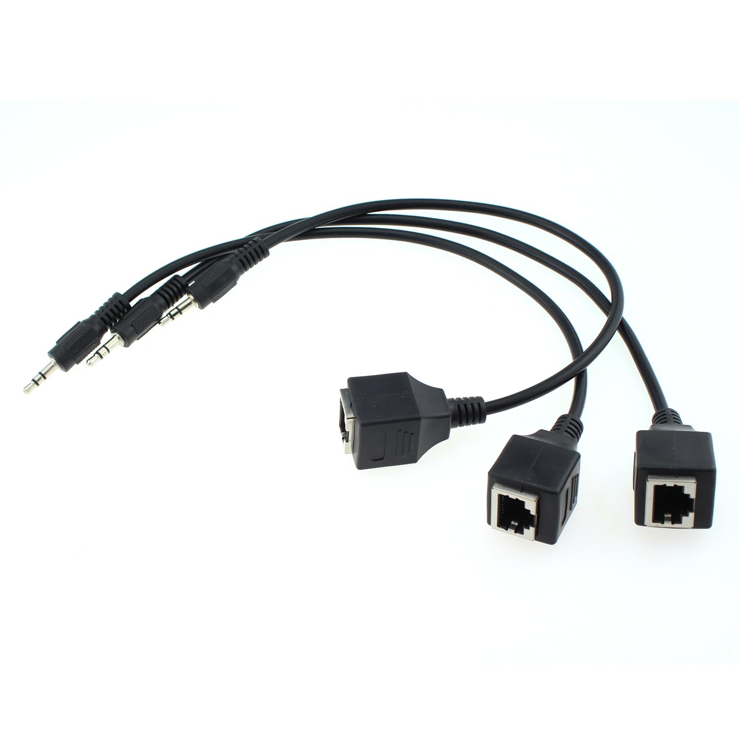 Maxmoral 3Pcs 3.5Mm 1/8 Stereo Male Plug To Rj45 Female Extender Over Cat5/Cat6 Socket Ethernet Adapter Cable (3.5M/Rj45F)