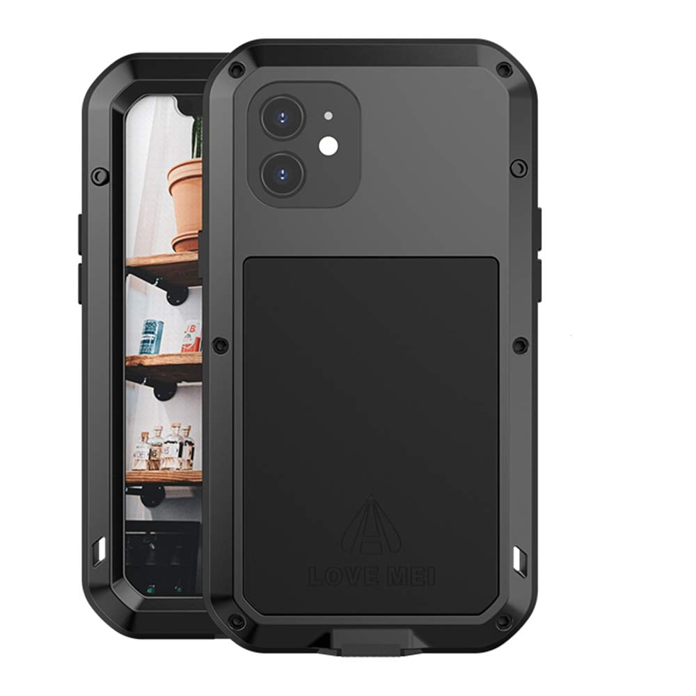 Love Mei Compatible With Iphone 12 Case,Outdoor Sports Military Heavy Duty Metal Cover Waterproof Shockproof Dustproof Full Body