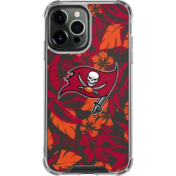 Skinit Clear Phone Case Compatible With Iphone 13 Pro Max   Officially Licensed Nfl Tampa Bay Buccaneers Tropical Print Design