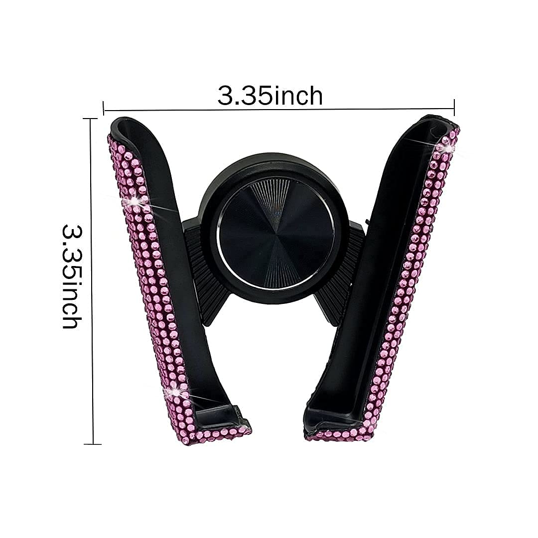 Suncaraccl Bling Car Phone Holder, 360 Degrees Adjustable Crystal Auto Mount Holder For Dashboard,Windshield And Air Vent (Pink)