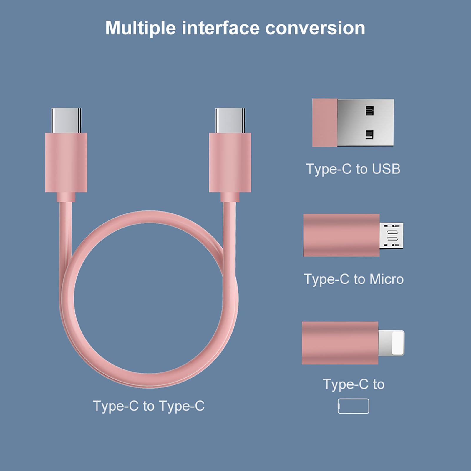Yanzie Usb C Adapter Kit With Micro Usb To Usb C Female, Short Usb C Cable, Lightning To Usb C Adapter, Fast Charging Cord Stora