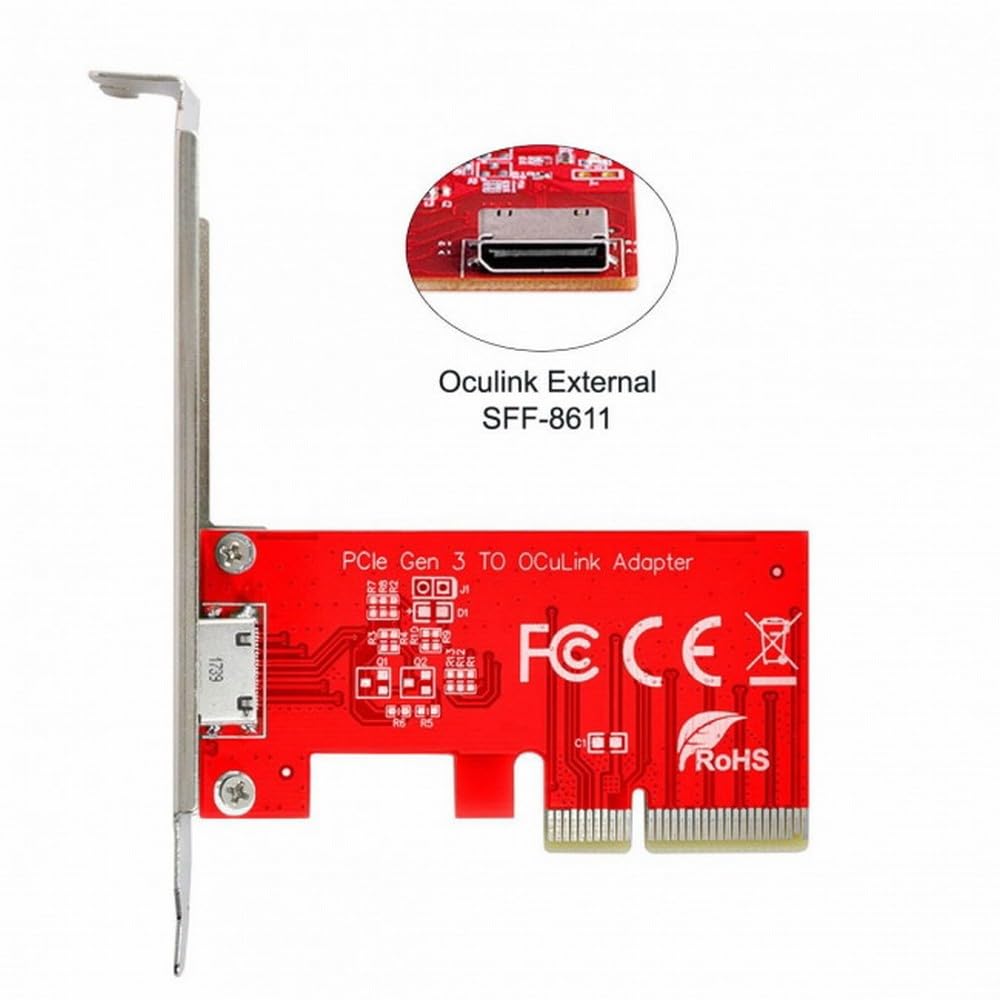CY Card PCI-E 3.0 Express 4.0 x4 to Oculink External SFF-8612 SFF-8611 ...