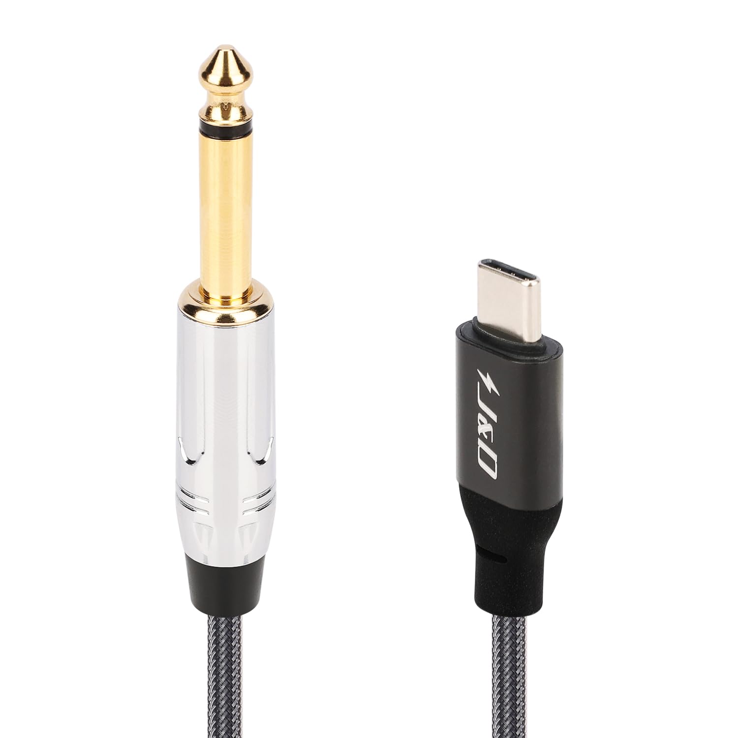 J&D USB Type C to 6.35mm 1/4 inch TS Guitar Audio Cable Microphone Cord for Audio Recording, Bass, Electronic Piano, Compatible 