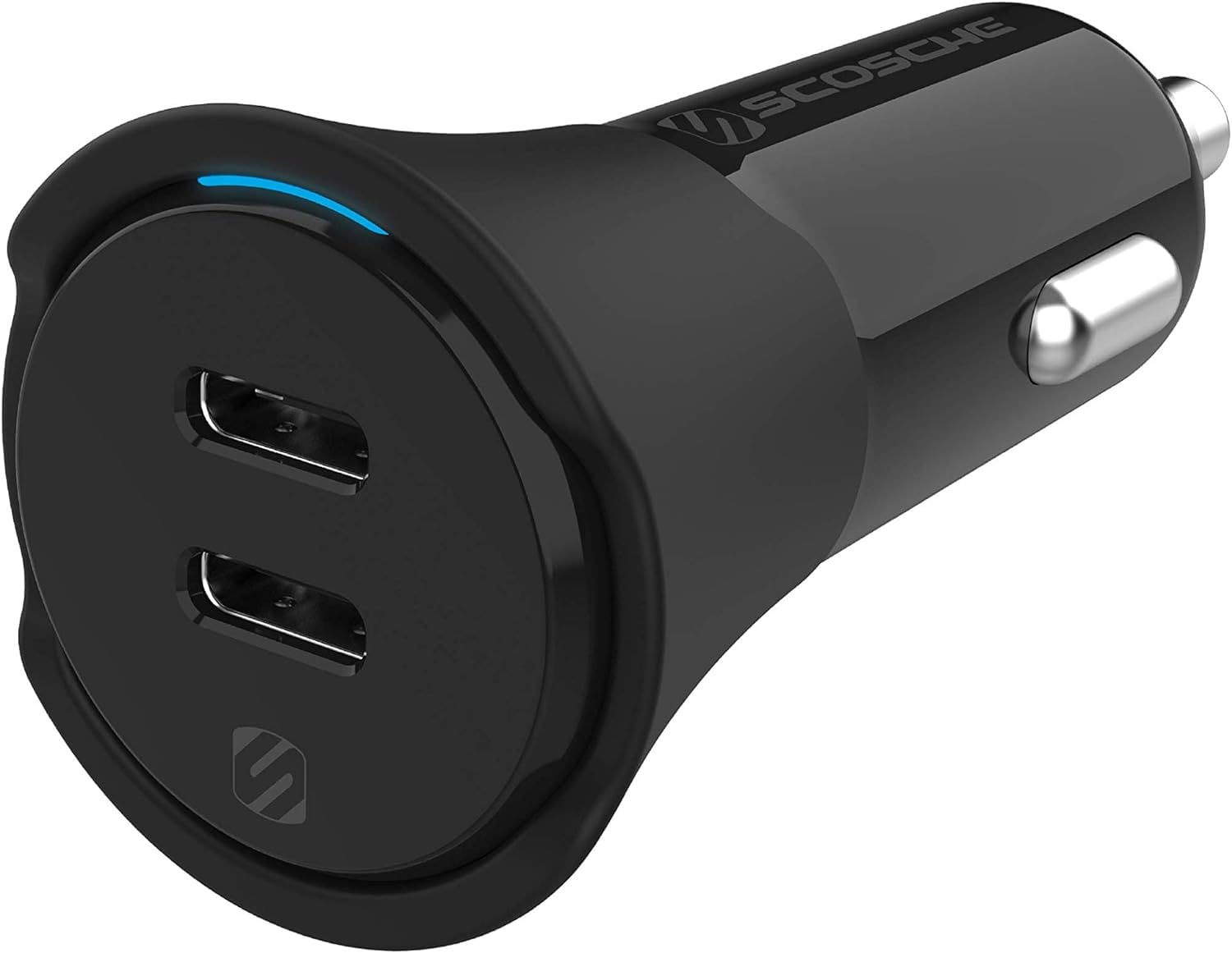 Scosche CPDCC40 PowerVolt 40 Watt Certified USB Type C Fast Car Charger Power Delivery 3.0 for Standard USB C Devices, Dual USB C Charger