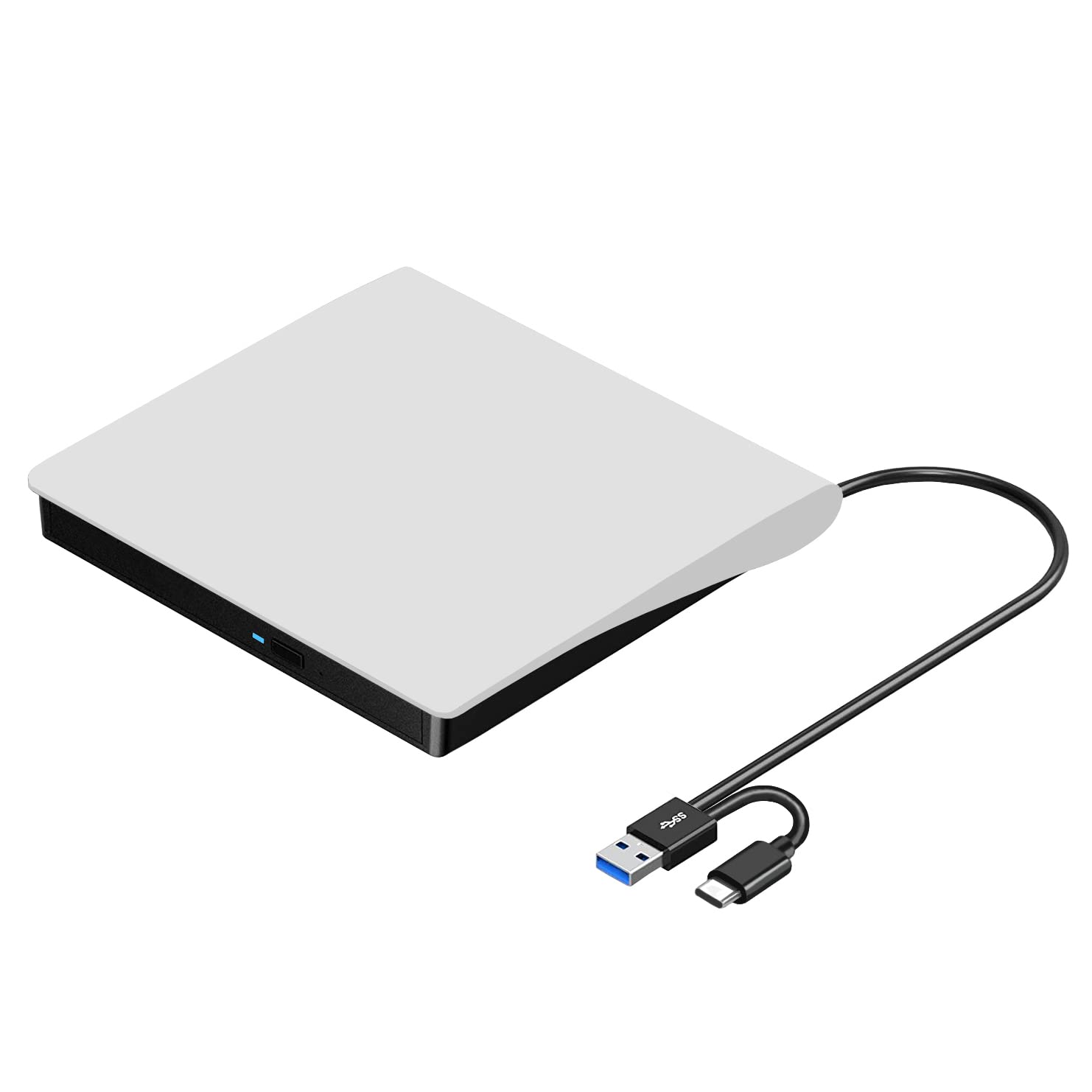 Roofull External Cd Dvd Drive Usb 3.0 & Usb C, Portable Cd Dvd Rom +/ Rw Optical Disc Drive Player Reader Writer Burner For Appl