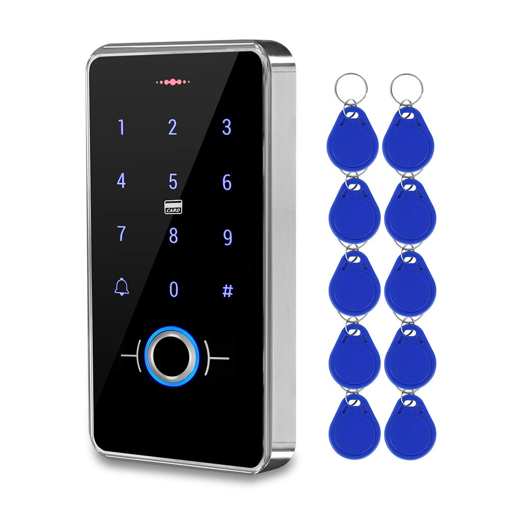 Hfeng Outdoor Ip68 Waterproof Rfid Access Control Keypad Fingerprint Biometrics Access Controller Wg26/34 Card Reader + 10Pcs 13