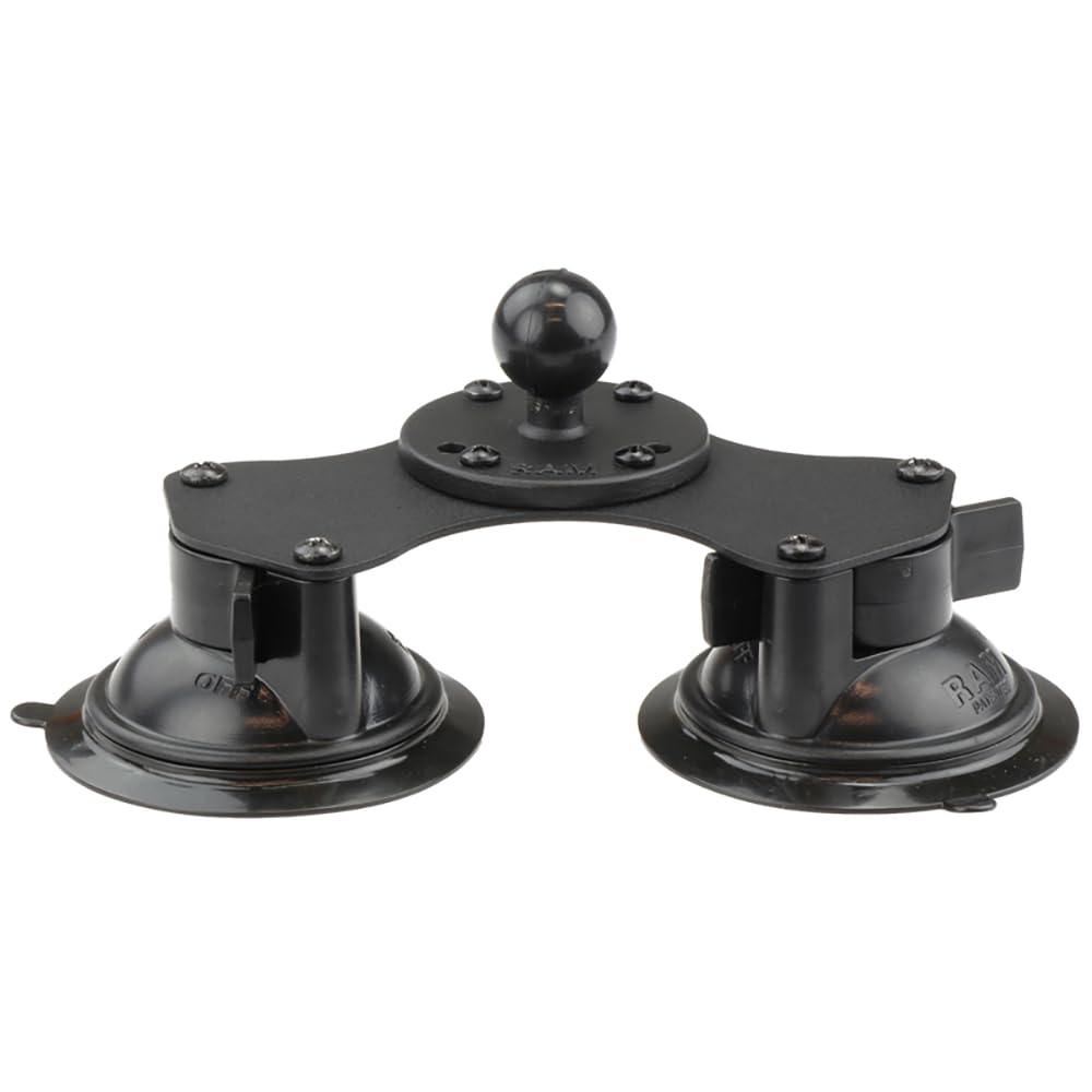 Ram Mounts Twist Lock Dual Suction Cup Base With Ball Ram B 189B 202U With B Size 1'' Ball