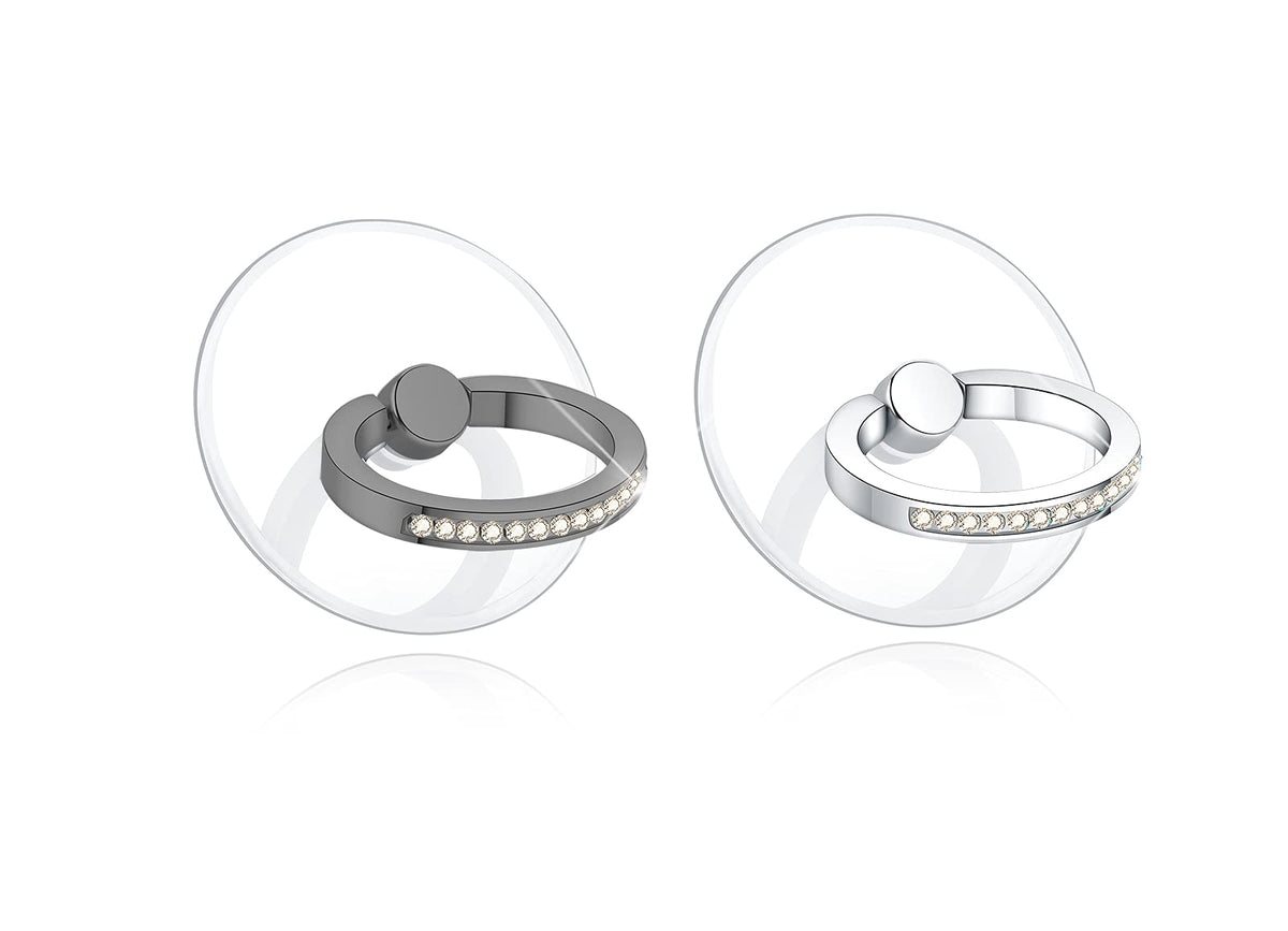 Lenoup Transparent Cell Phone Ring Holder Kickstand,Bling Bling Sparkle Diamond Clear Cell Phone Finger Ring Grip Stand(Silver/B