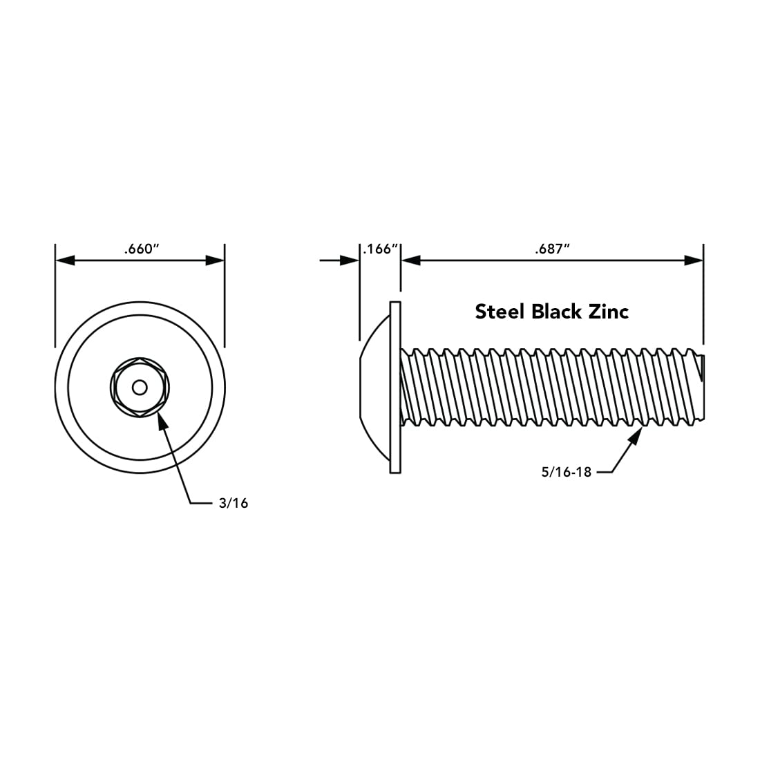 8020, 3330, 15 Series, 5/16 18 X 0.687 Inch 11/16 Inch Flanged Button Head Socket Cap Screw (Fbhscs) Bolts (25 Pack)