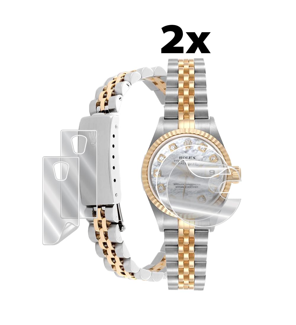 Ipg For Rolex Lady - Datejust Oyster Gold Watch Hydrogel Screen Protector (2 Units) + Clasp Protector (2 Units) Invisible Hd Cle