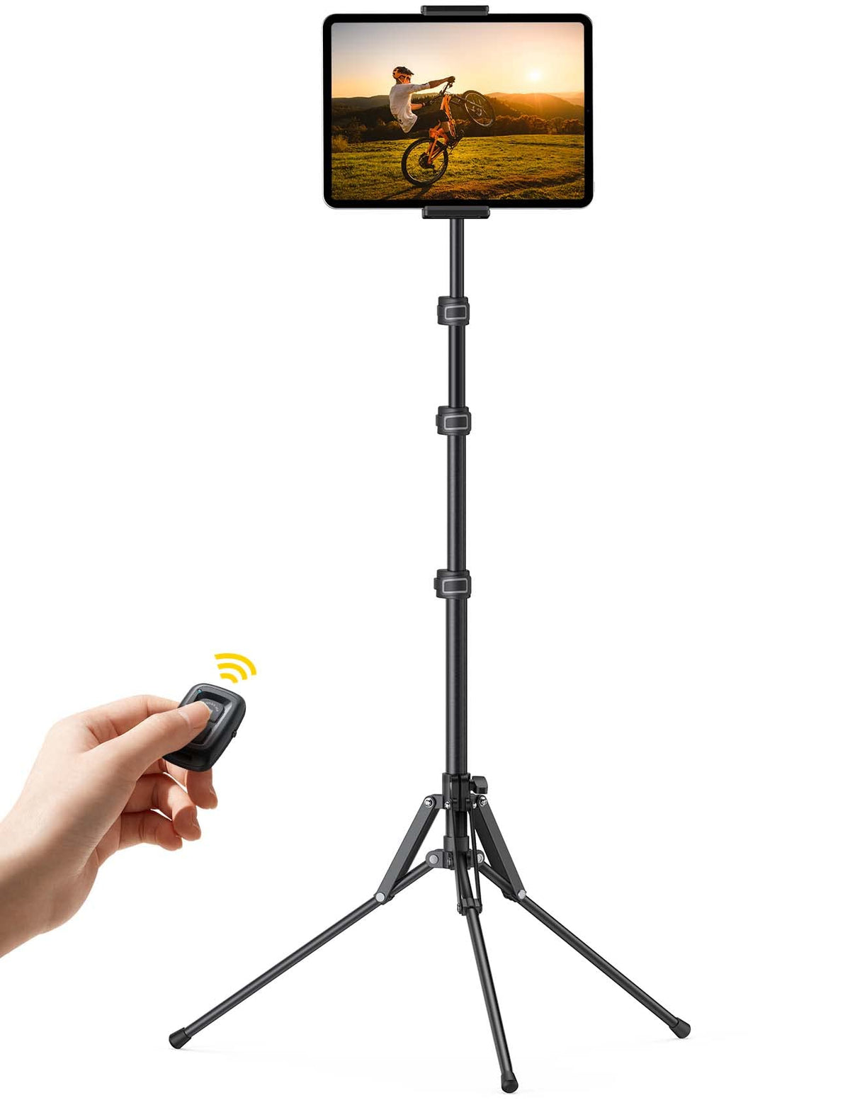 Lamicall Tablet Floor Tripod Stand   64.9'' Tablet Holder Mount With Adjustable Height For Stream/Watching With Bluetooth Remote